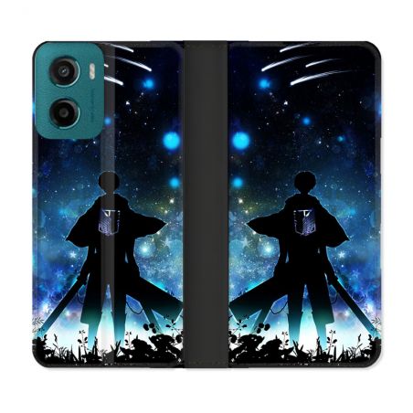Housse cuir portefeuille Pour Motorola G05 / E15 Manga Attaque Titans Levi