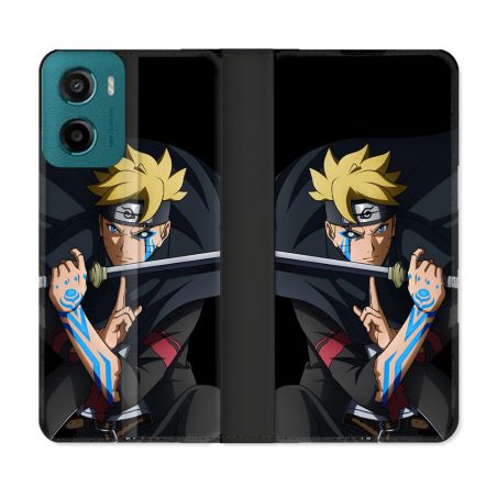 Housse cuir portefeuille Pour Motorola G05 / E15 Manga Boruto Tatouage