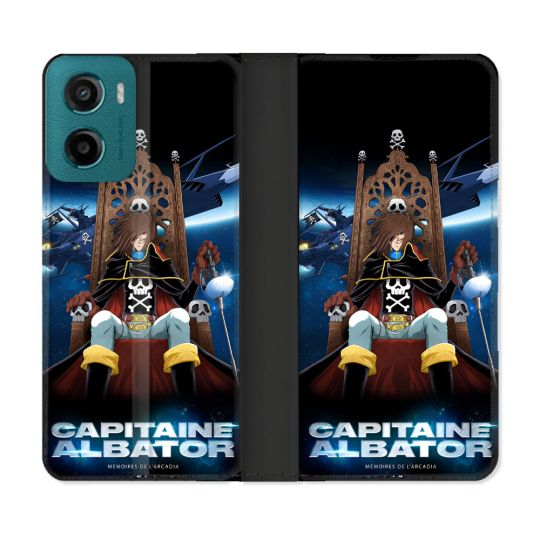 Housse cuir portefeuille Pour Motorola G05 / E15 Manga Capitaine Albator