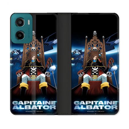 Housse cuir portefeuille Pour Motorola G05 / E15 Manga Capitaine Albator