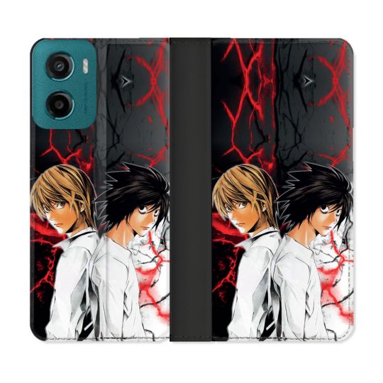 Housse cuir portefeuille Pour Motorola G05 / E15 Manga Death Note Duo