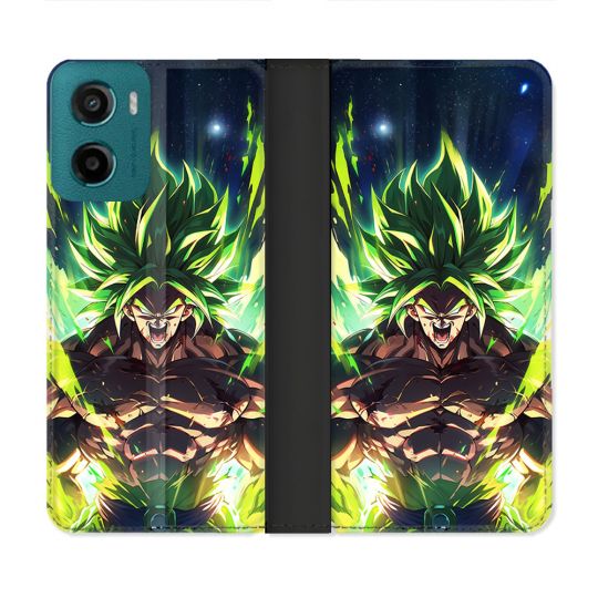 Housse cuir portefeuille Pour Motorola G05 / E15 Manga Dragon Ball Broly