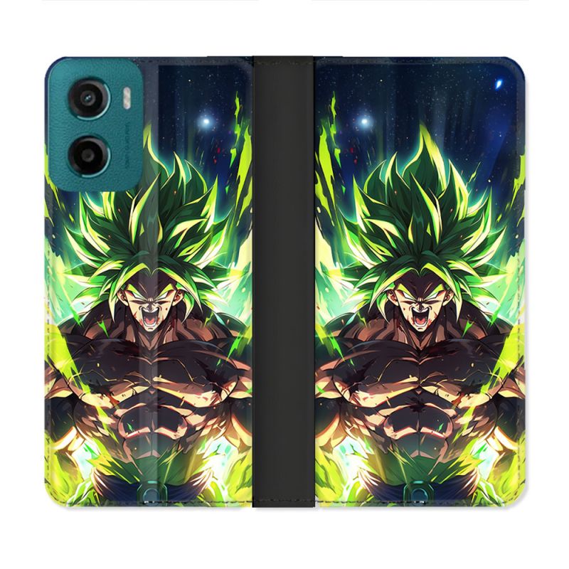 Housse cuir portefeuille Pour Motorola G05 / E15 Manga Dragon Ball Broly