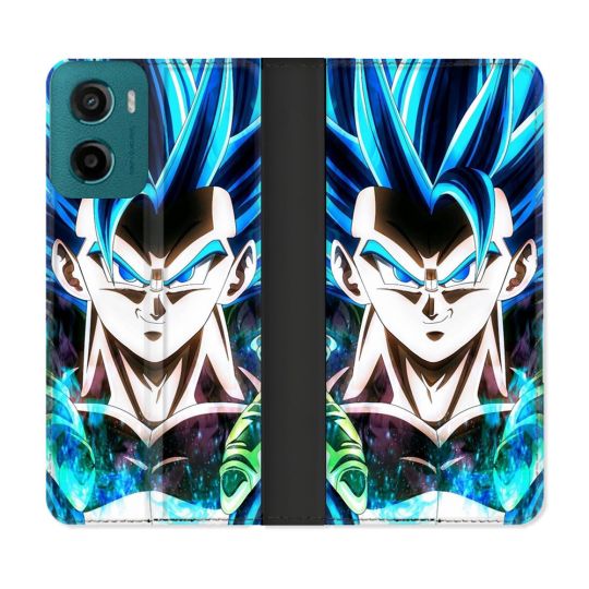 Housse cuir portefeuille Pour Motorola G05 / E15 Manga Dragon Ball Gogeta Visage