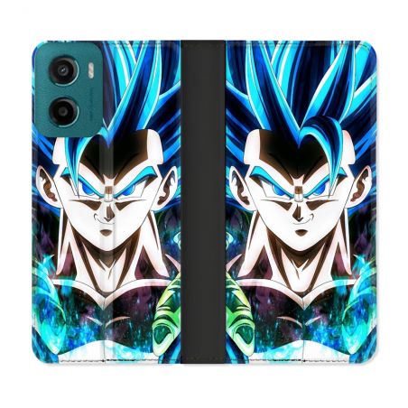 Housse cuir portefeuille Pour Motorola G05 / E15 Manga Dragon Ball Gogeta Visage