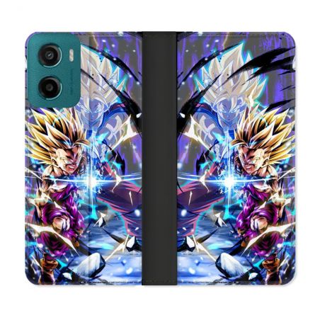 Housse cuir portefeuille Pour Motorola G05 / E15 Manga Dragon Ball Sangohan Duo