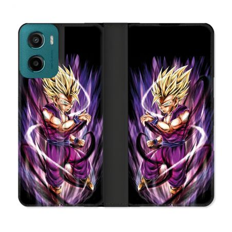 Housse cuir portefeuille Pour Motorola G05 / E15 Manga Dragon Ball Sangohan Violet