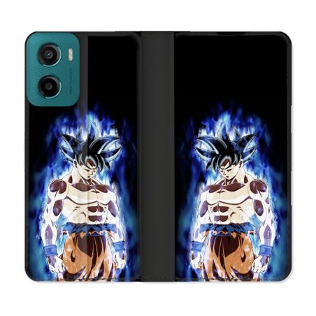 Housse cuir portefeuille Pour Motorola G05 / E15 Manga Dragon Ball Sangoku Noir