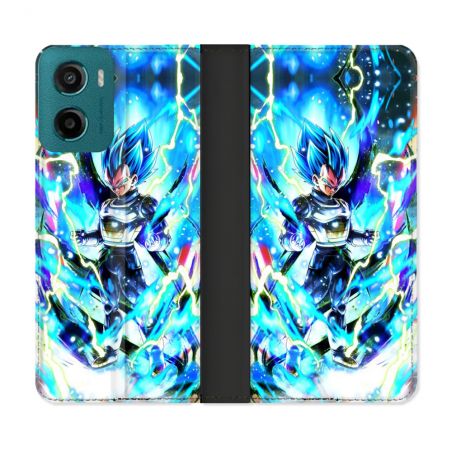 Housse cuir portefeuille Pour Motorola G05 / E15 Manga Dragon Ball Vegeta Bleu