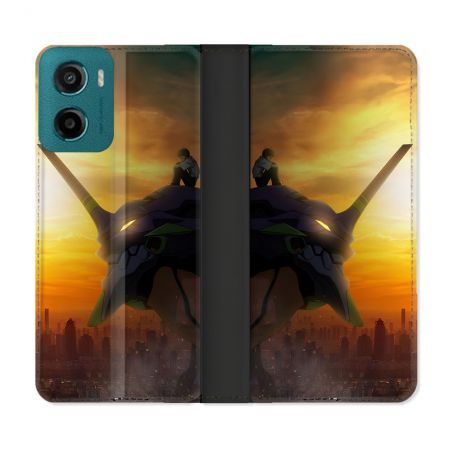 Housse cuir portefeuille Pour Motorola G05 / E15 Manga Evangelion