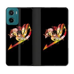 Housse cuir portefeuille Pour Motorola G05 / E15 Manga Fairy Tail Logo Noir