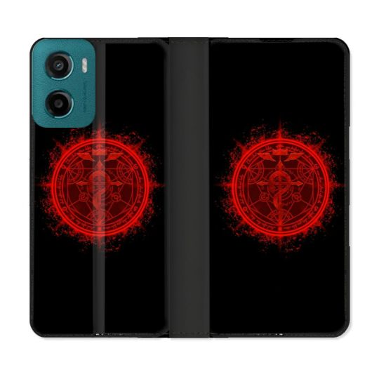 Housse cuir portefeuille Pour Motorola G05 / E15 Manga Fullmetal Alchemist Logo