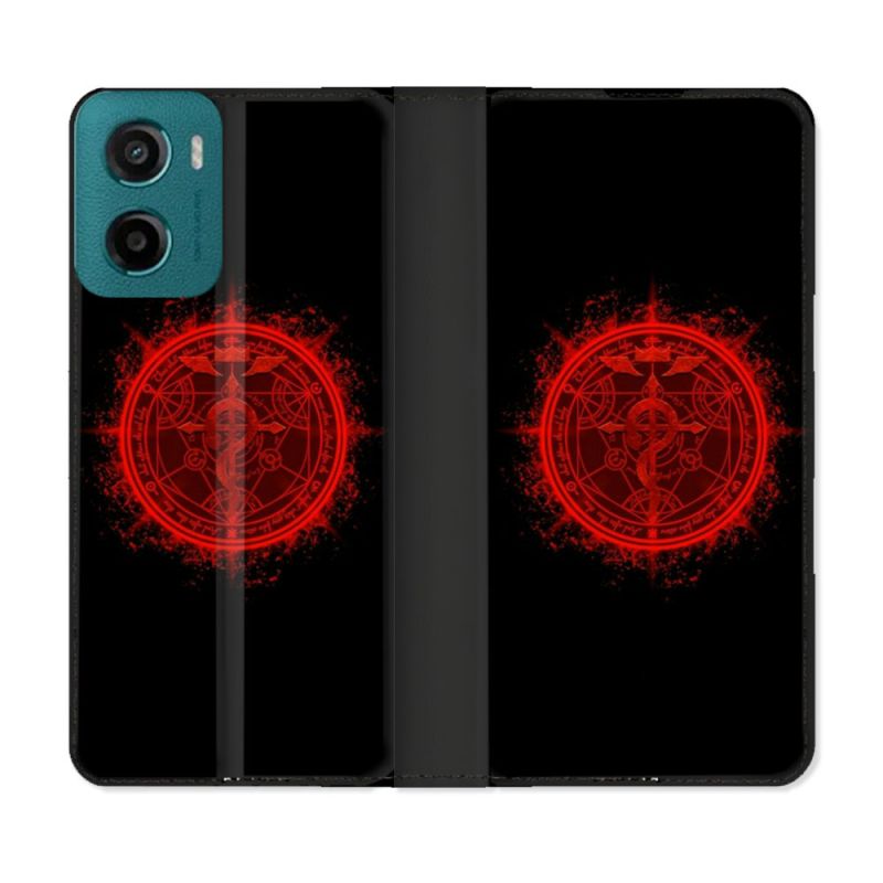 Housse cuir portefeuille Pour Motorola G05 / E15 Manga Fullmetal Alchemist Logo