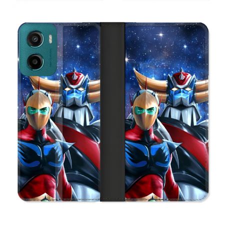 Housse cuir portefeuille Pour Motorola G05 / E15 Manga Goldorak
