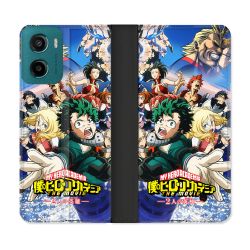 Housse cuir portefeuille Pour Motorola G05 / E15 Manga My Hero Academia Affiche