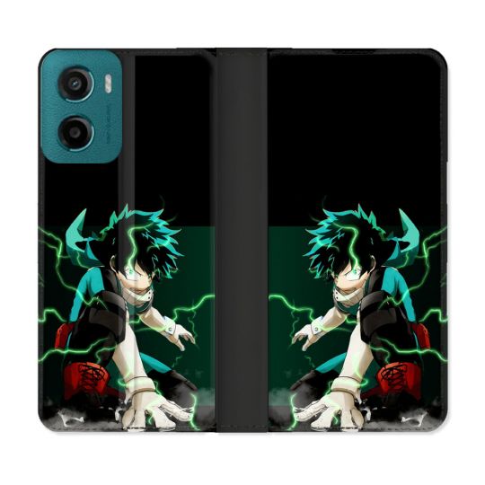 Housse cuir portefeuille Pour Motorola G05 / E15 Manga My Hero Academia Deku
