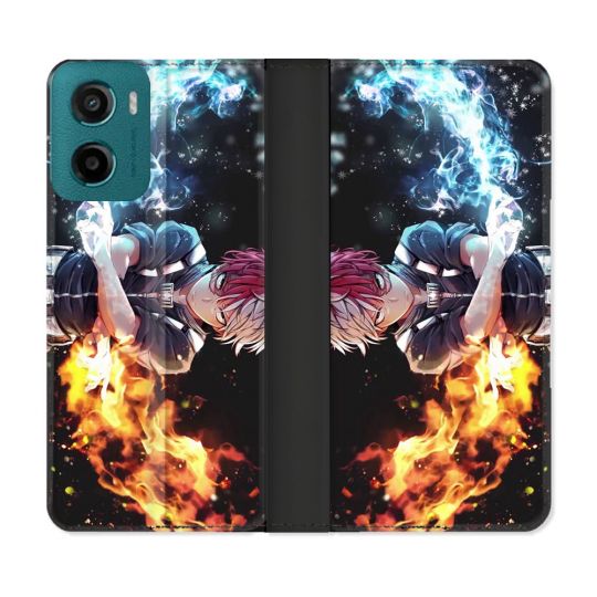 Housse cuir portefeuille Pour Motorola G05 / E15 Manga My Hero Academia Shoto