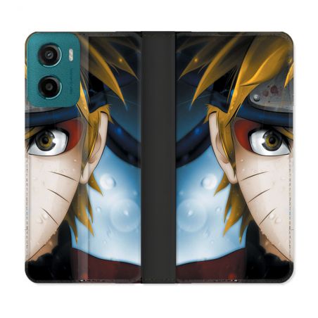 Housse cuir portefeuille Pour Motorola G05 / E15 Manga Naruto Blanc