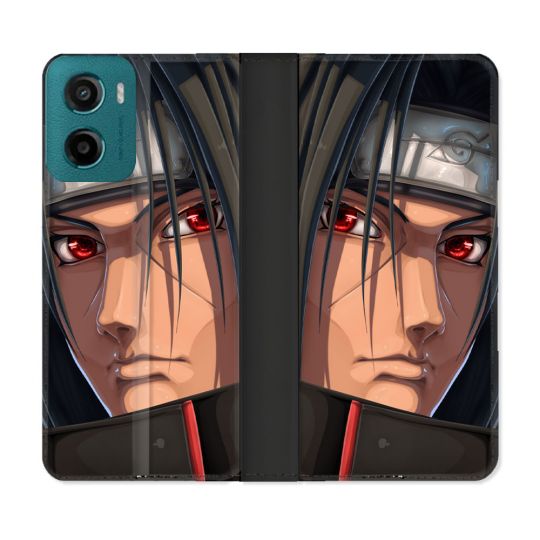 Housse cuir portefeuille Pour Motorola G05 / E15 Manga Naruto Itachi Visage