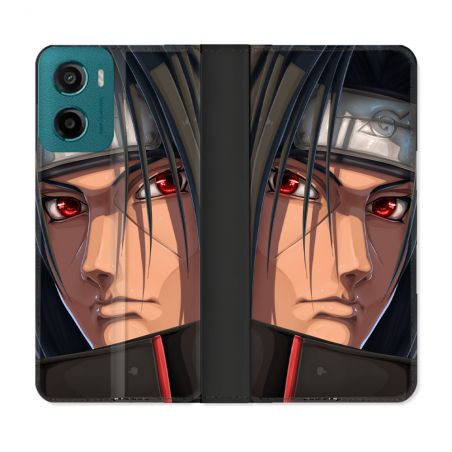 Housse cuir portefeuille Pour Motorola G05 / E15 Manga Naruto Itachi Visage