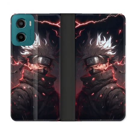 Housse cuir portefeuille Pour Motorola G05 / E15 Manga Naruto Kakashi Dark