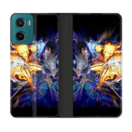 Housse cuir portefeuille Pour Motorola G05 / E15 Manga Naruto VS