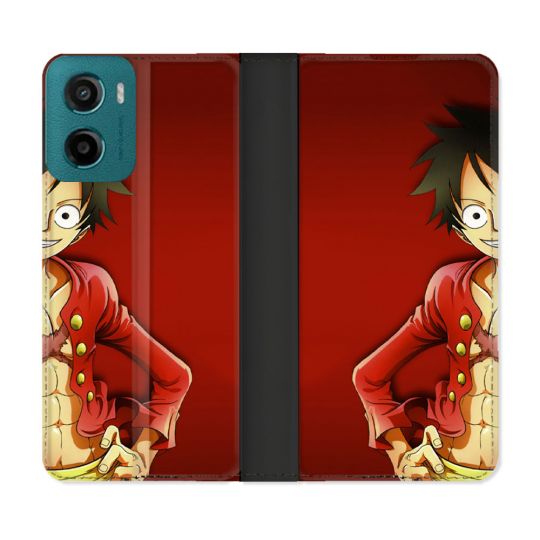 Housse cuir portefeuille Pour Motorola G05 / E15 Manga One Piece Luffy