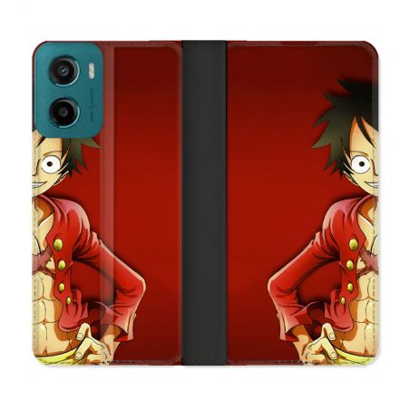Housse cuir portefeuille Pour Motorola G05 / E15 Manga One Piece Luffy