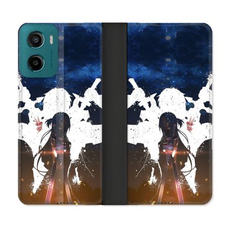 Housse cuir portefeuille Pour Motorola G05 / E15 Manga SAO sword Art Online Asuna