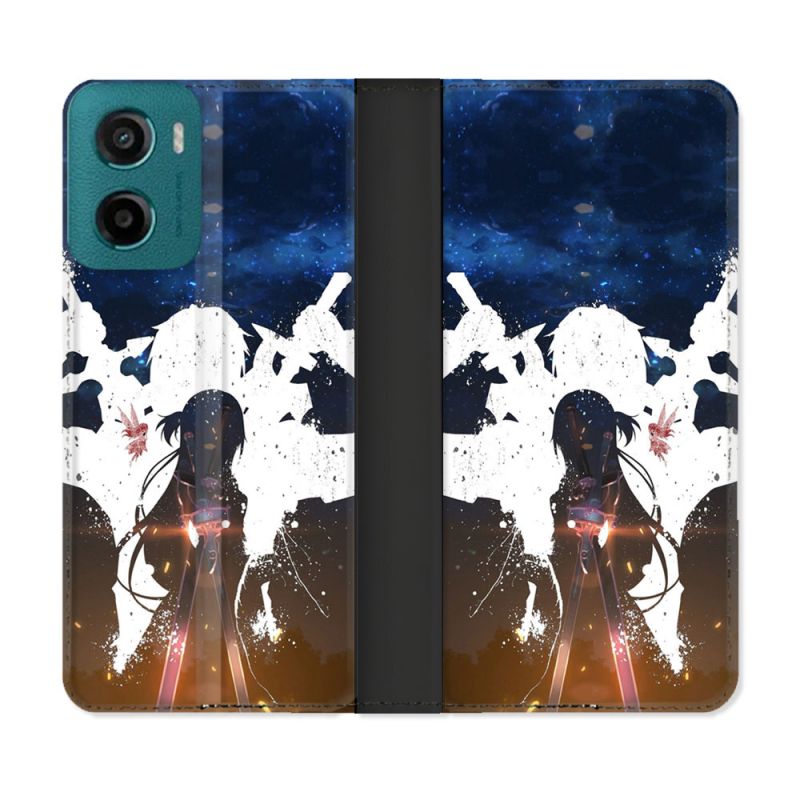 Housse cuir portefeuille Pour Motorola G05 / E15 Manga SAO sword Art Online Asuna