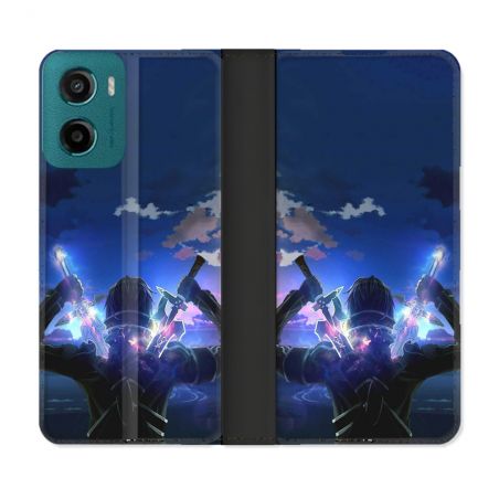Housse cuir portefeuille Pour Motorola G05 / E15 Manga SAO sword Art Online Epee