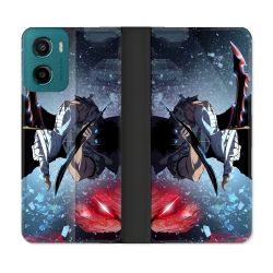 Housse cuir portefeuille Pour Motorola G05 / E15 Manga Solo Leveling Sung Epee