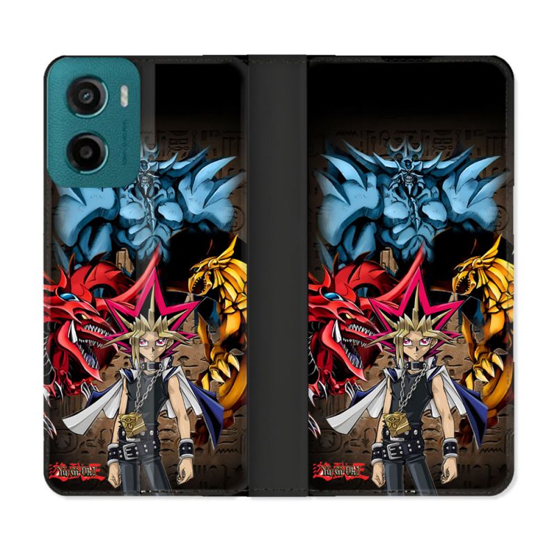 Housse cuir portefeuille Pour Motorola G05 / E15 Manga Yu Gi Oh