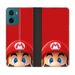 Housse cuir portefeuille Pour Motorola G05 / E15 Mario Rouge