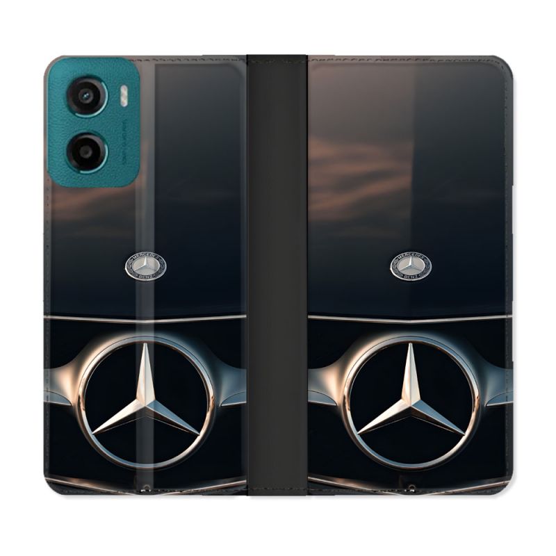 Housse cuir portefeuille Pour Motorola G05 / E15 Mercedes Calendre