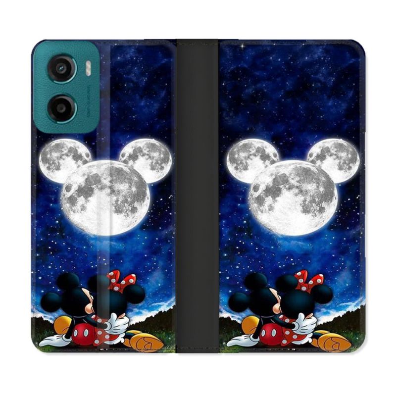 Housse cuir portefeuille Pour Motorola G05 / E15 Mickey Minnie