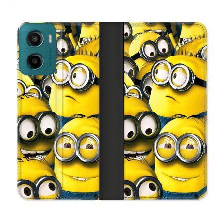 Housse cuir portefeuille Pour Motorola G05 / E15 Minions Groupe