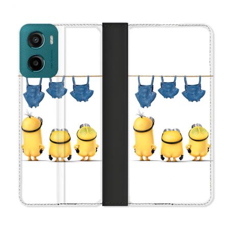 Housse cuir portefeuille Pour Motorola G05 / E15 Minions Nus