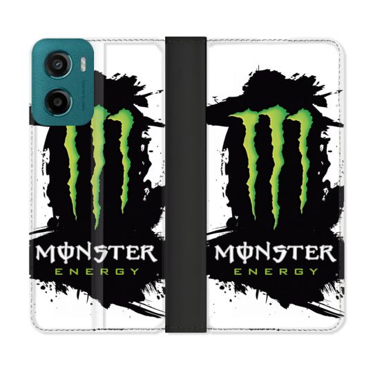 Housse cuir portefeuille Pour Motorola G05 / E15 Monster Energy Tache