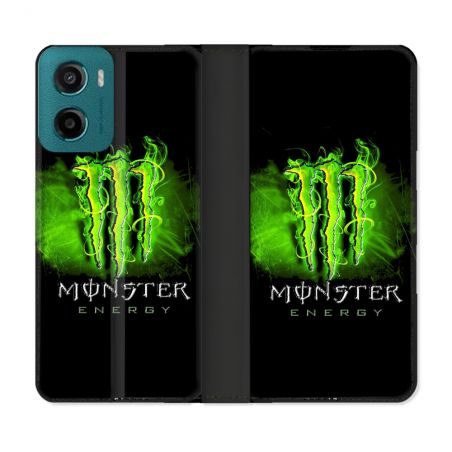 Housse cuir portefeuille Pour Motorola G05 / E15 Monster Energy Vert