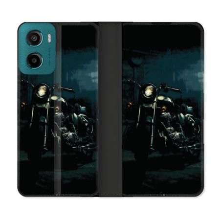 Housse cuir portefeuille Pour Motorola G05 / E15 Moto Harley Vintage