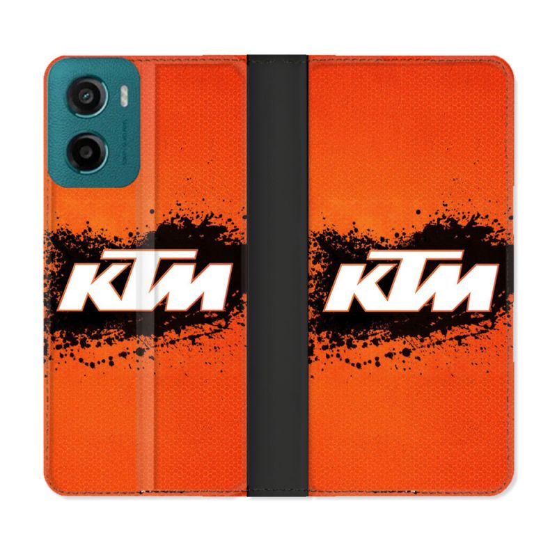 Housse cuir portefeuille Pour Motorola G05 / E15 Moto KTM