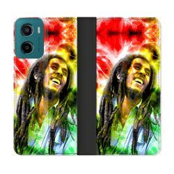 Housse cuir portefeuille Pour Motorola G05 / E15 Musique Bob Marley Color