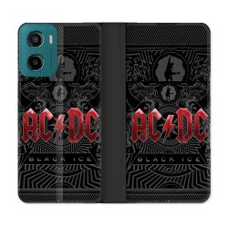 Housse cuir portefeuille Pour Motorola G05 / E15 Musique Rock ACDC Rouge