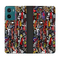 Housse cuir portefeuille Pour Motorola G05 / E15 Musique Rock Groupe