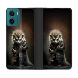 Housse cuir portefeuille Pour Motorola G05 / E15 Musique Rock Herisson