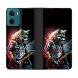 Housse cuir portefeuille Pour Motorola G05 / E15 Musique Rock Loup