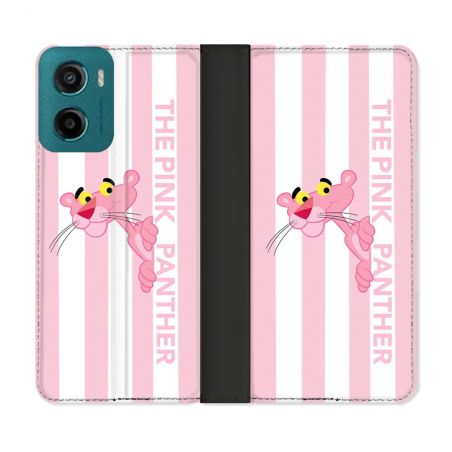 Housse cuir portefeuille Pour Motorola G05 / E15 Panthere Rose