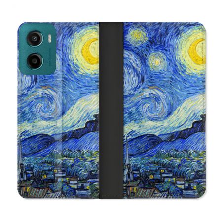 Housse cuir portefeuille Pour Motorola G05 / E15 Peinture La nuit étoilée