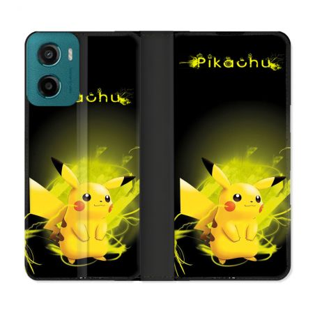 Housse cuir portefeuille Pour Motorola G05 / E15 Pokemon Pikachu Eclair